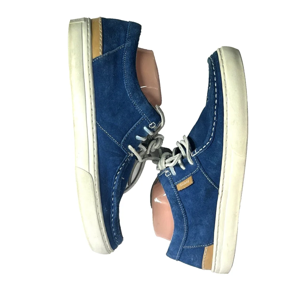 Stussy‎ x Timberland Blue Suede Boat Shoe Mens Size 10.5 US Lace Moc Rare